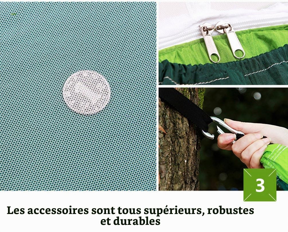 Hamac avec moustiquaire - Pour l'extérieur et le camping - Portable - Tissu parachute - Tente pour deux personnes - 260 x 140 cm - Capacité de charge : 200 kg L camouflage