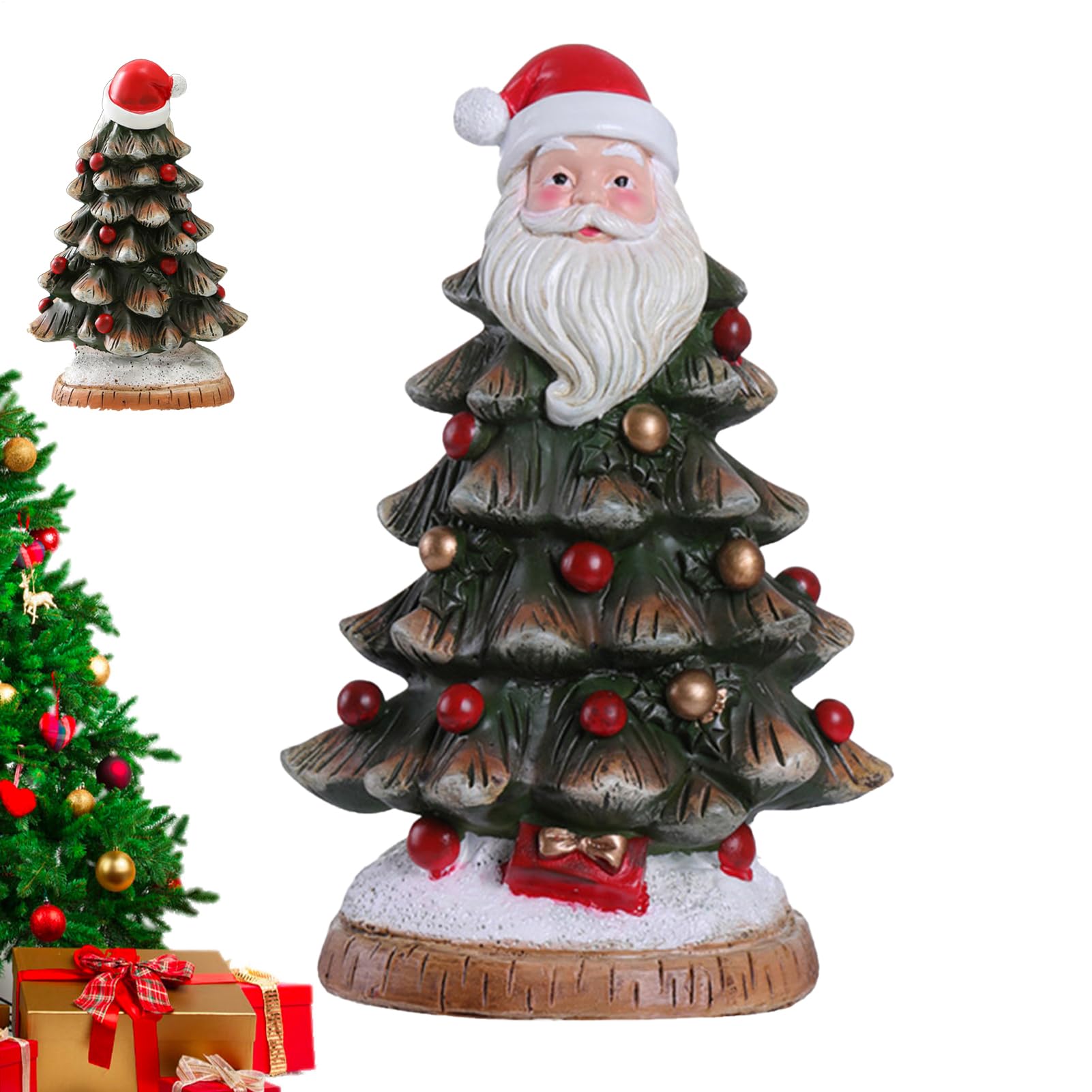 Figurine d'arbre de Noël artisanale, sculpture rustique d'exception pour vitrine