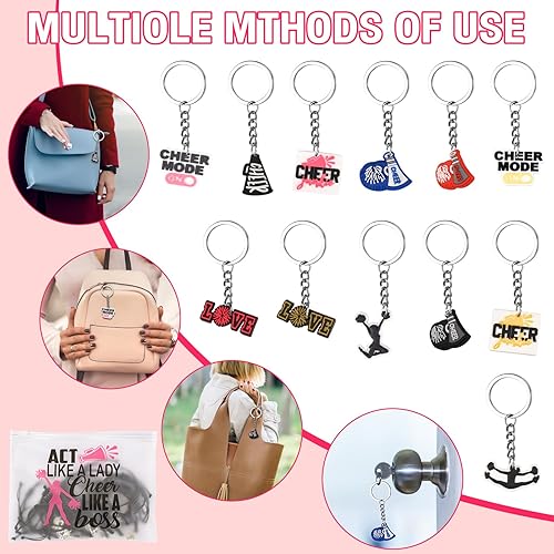 Miniatura 4 de EllaYIDOI 122 piezas de regalos de animadora, 24 pulseras de animación, 24 llaveros de animación, 24 cremalleras, bolsa de maquillaje portátil para