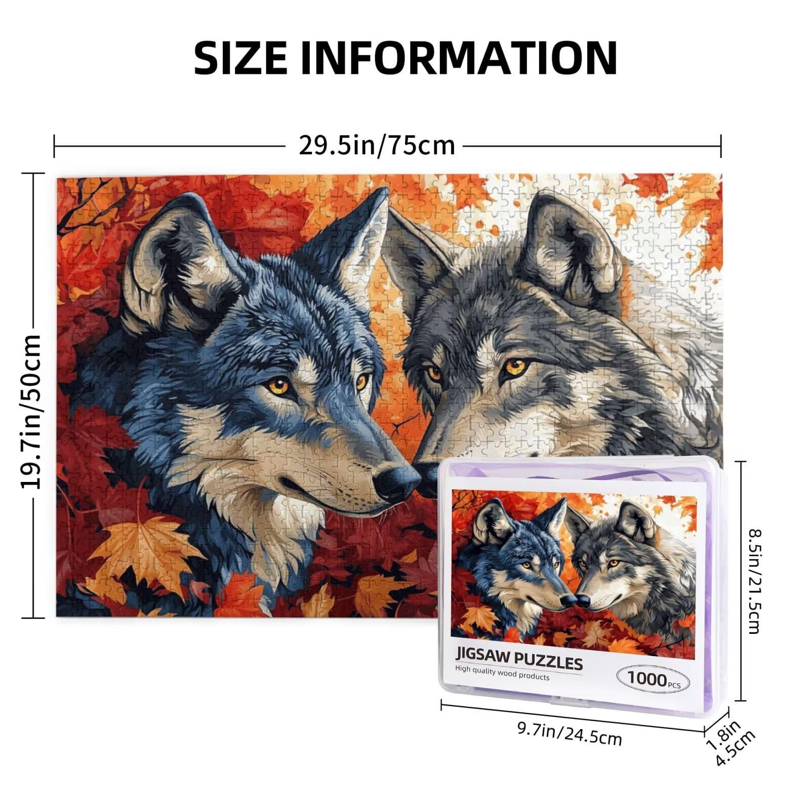 Puzzle ze zwierzętami, 6000 elementów, wilk, puzzle dla dorosłych, z pudełkiem na prezent, duże drewniane puzzle dla dorosłych, gra zręcznościowa dla całej rodziny, prezenty dla kobiet, 105 x 180 cm