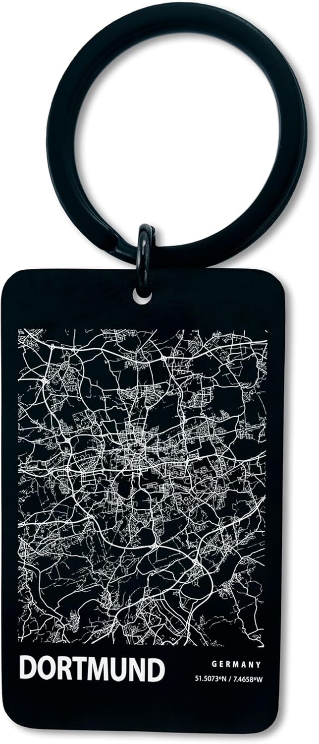 Dortmund Germany Blueprint City Map Keyring Tag Engraved Keyring Steel Pin Keychain