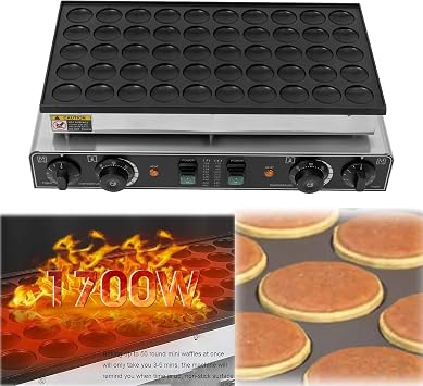 50 Holes Mini Pancake Maker,50-300℃ Temp 5 min Time Control | 1700W Dutch Pancake Pan Electric Maker Waffle Machine Nonstick Eggs Crepe Pan