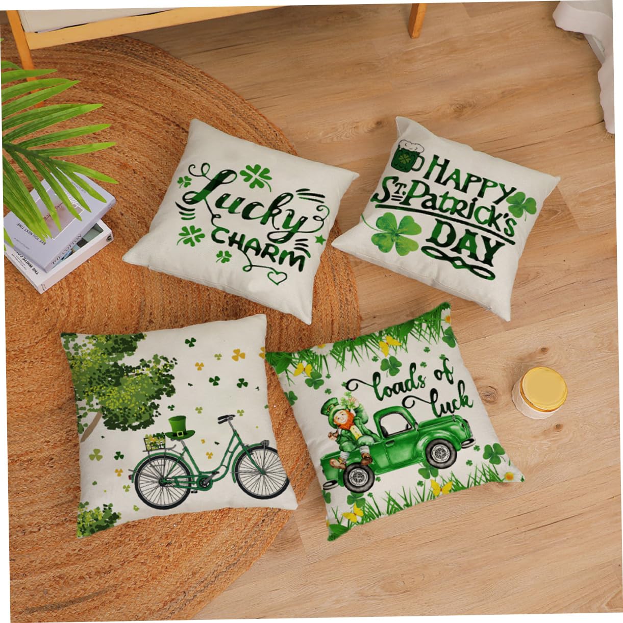 GRIRIW 4pezzi Federa Per Cuscino Di San Patrizio Forma Foglia Per Divano Letto Ufficio Morbida Resistente Facile Da Pulire Decorazione Per Casa