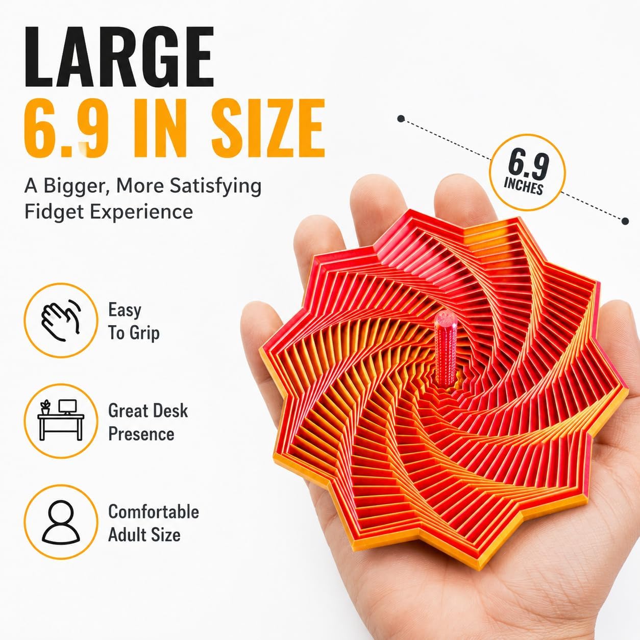 Large 6.9In,3D Printed Fidget Toys,Fractal Fidget Hexagon with More Sturdy Handle, 3D expanded Sensory Fidget Star for Office Desktop Decompression Toys ,Multi-Color (Rose-Golden) image 5