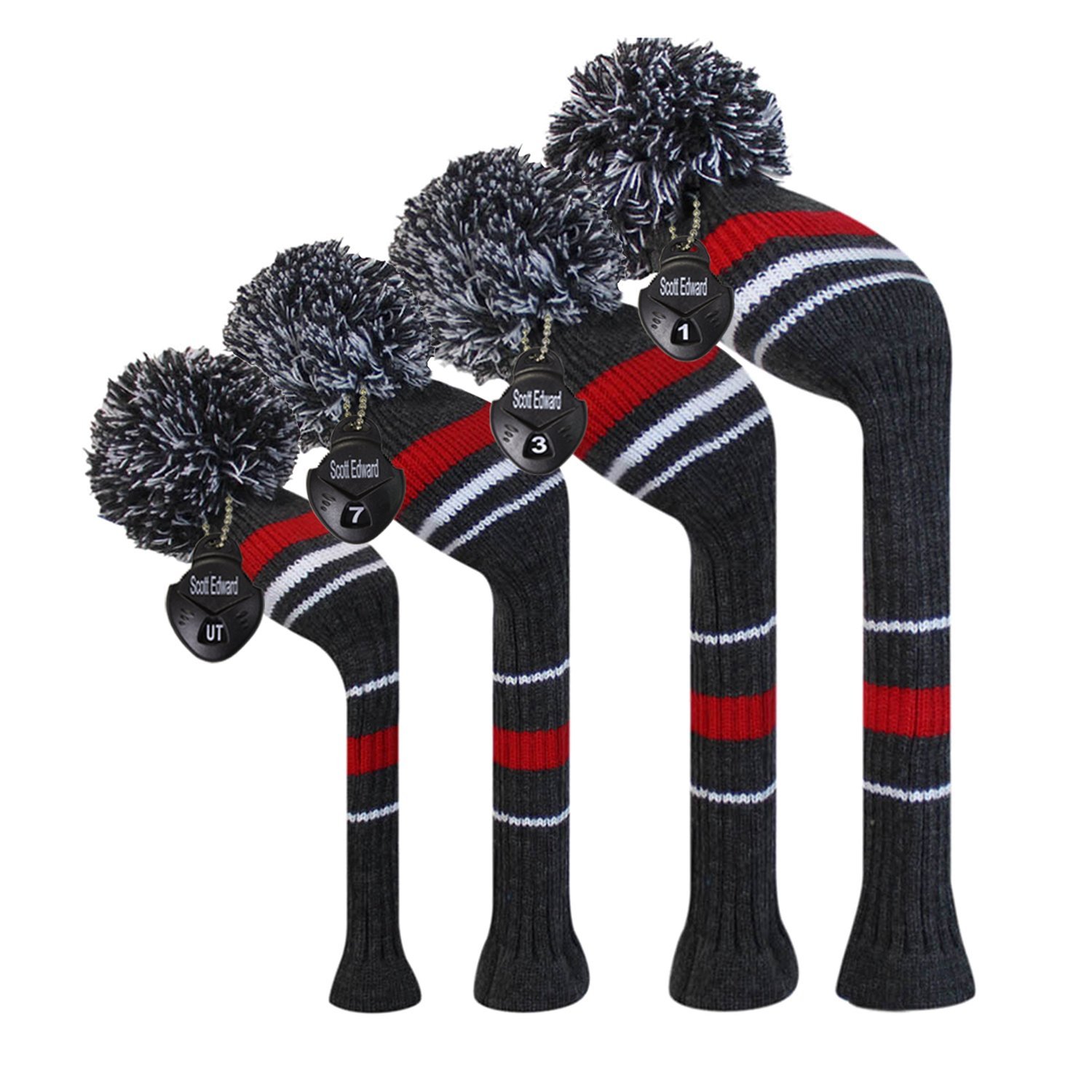 Scott EdwardKnit Wood Golf Covers 4 Pieces Handmade Knitted Item Fit Over Well Driver Wood(460cc) Fairway Wood2 and Hybrid(UT)