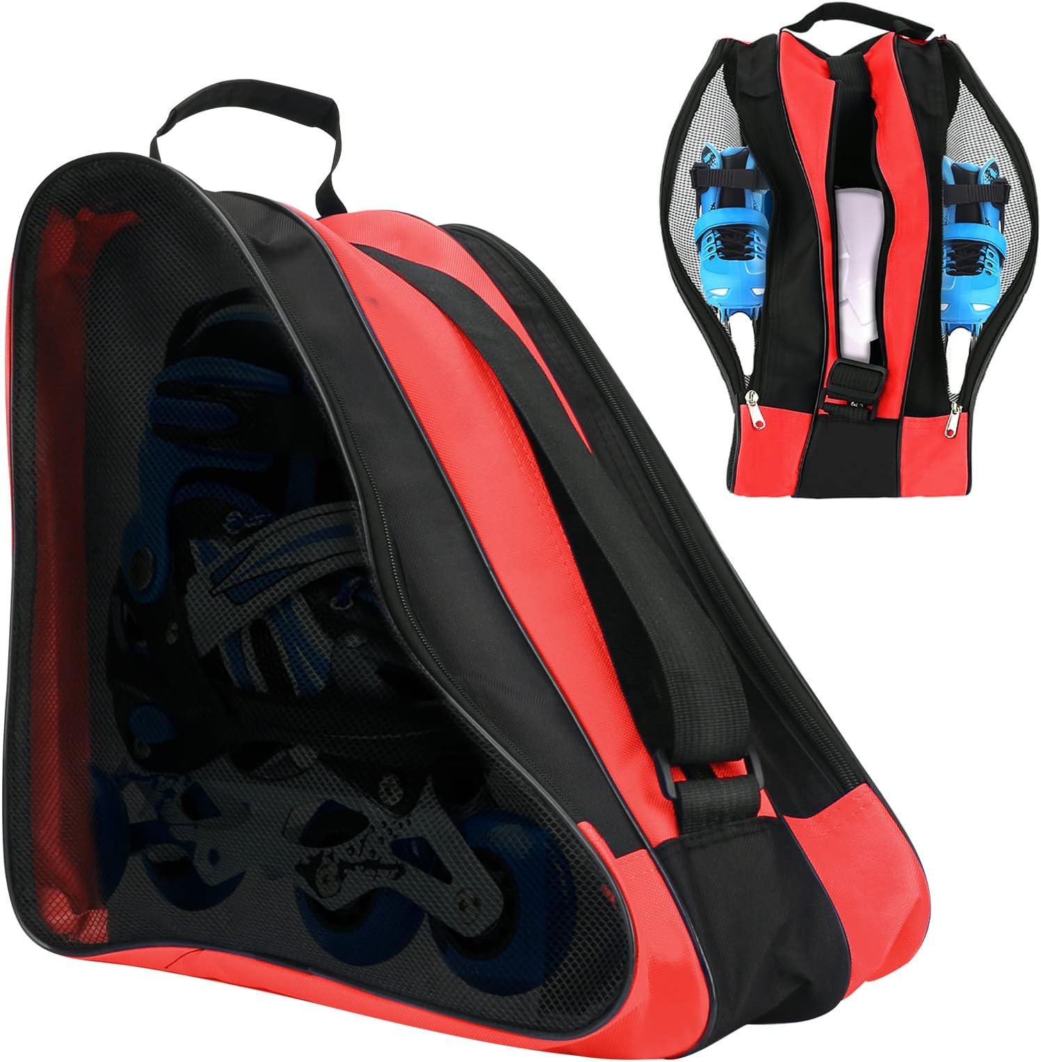 Unisex Ice Skate Bag with Adjustable Shoulder Strap - Breathable Oxford Cloth Skating Shoes Storage Bag