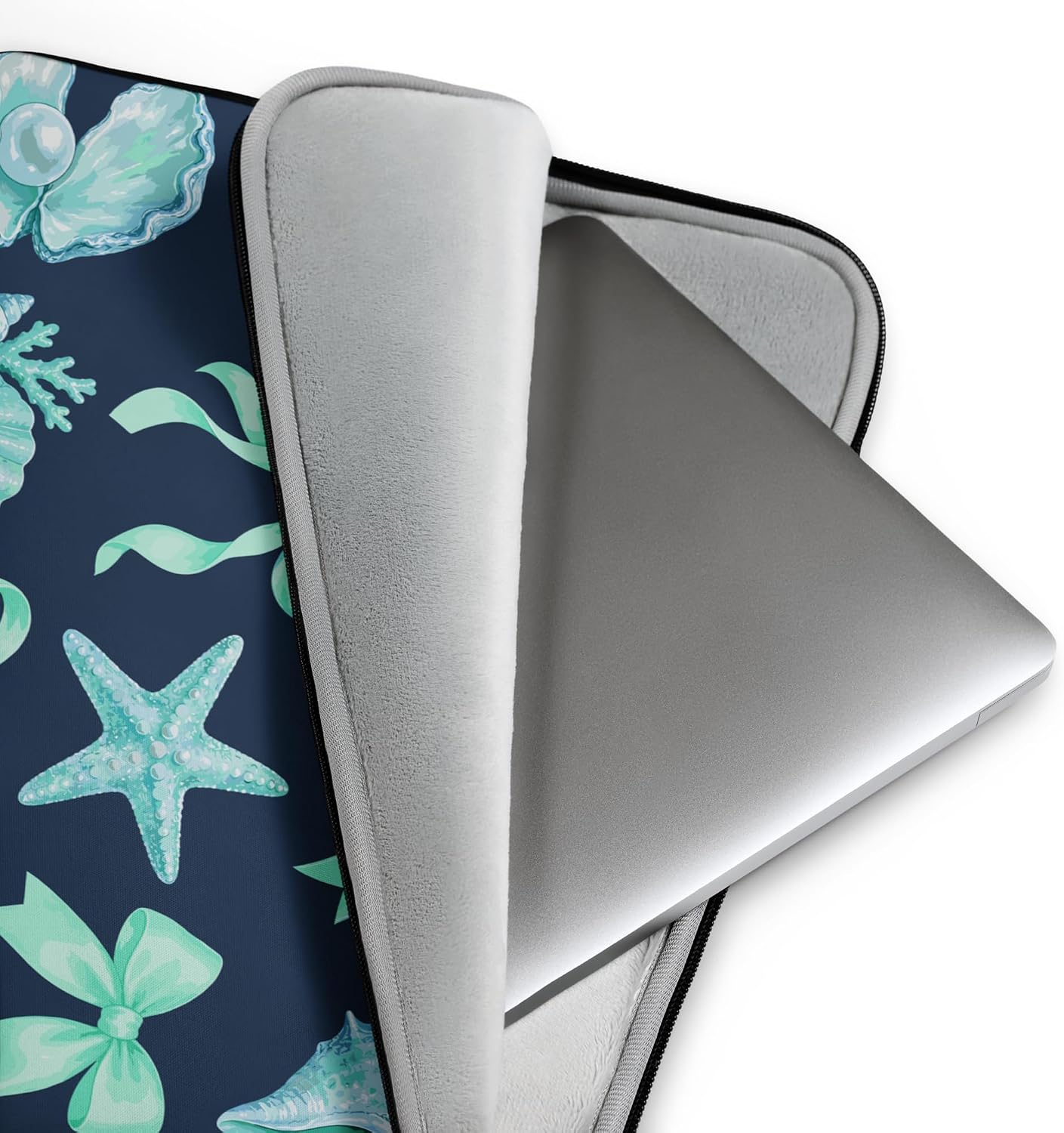 Coquette Seashells Bow Sea Summer Ocean Coastal Aesthetic Graphic Laptop Sleeve image 2