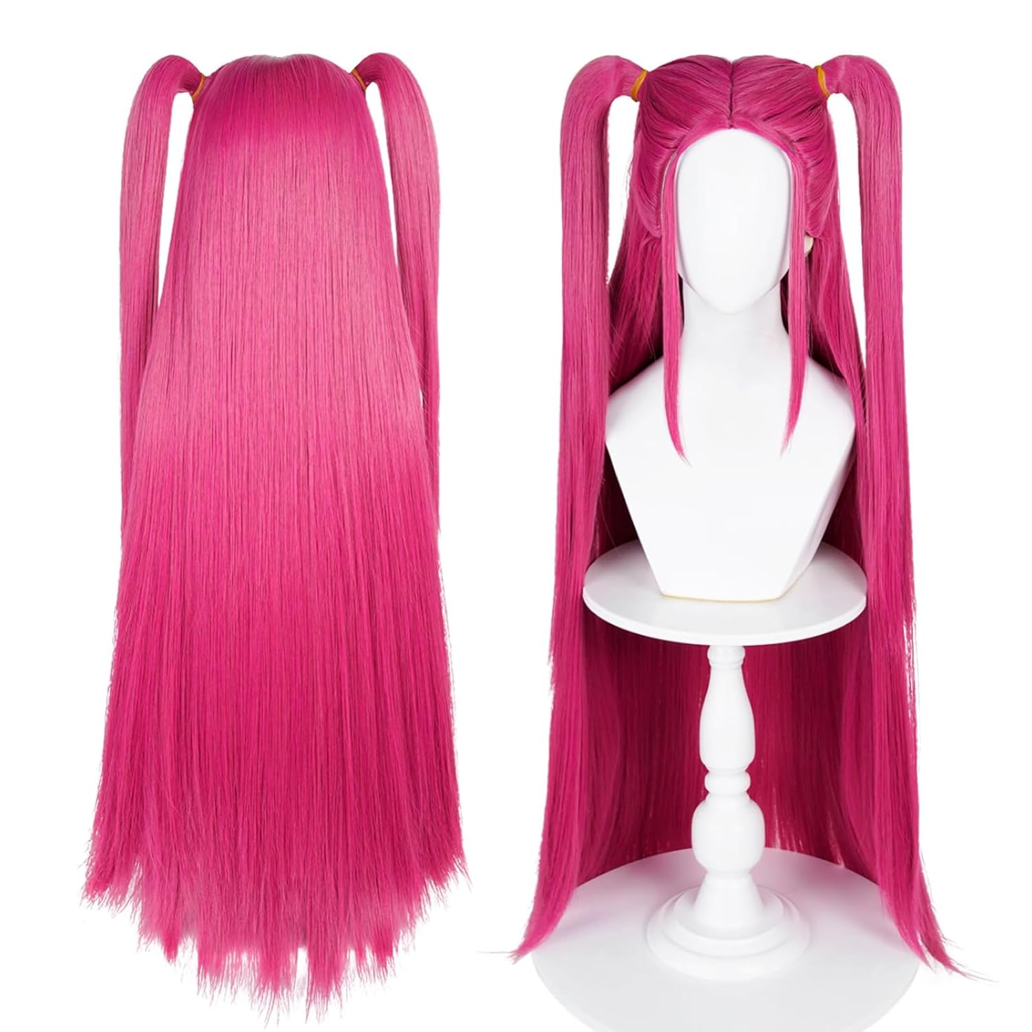 Vibrant Hot Pink Long Straight Wig with Hair Net, 39 Inch Cosplay Wigs for Women, Anime Halloween Costume Wig - Image 7