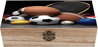Sports Themed Storage Box Unique Wooden Jewelry Case Rectangular Keepsake Cases with Lock Large Capacity Decorative Boxes for Trinket Pearls Crafts Photos