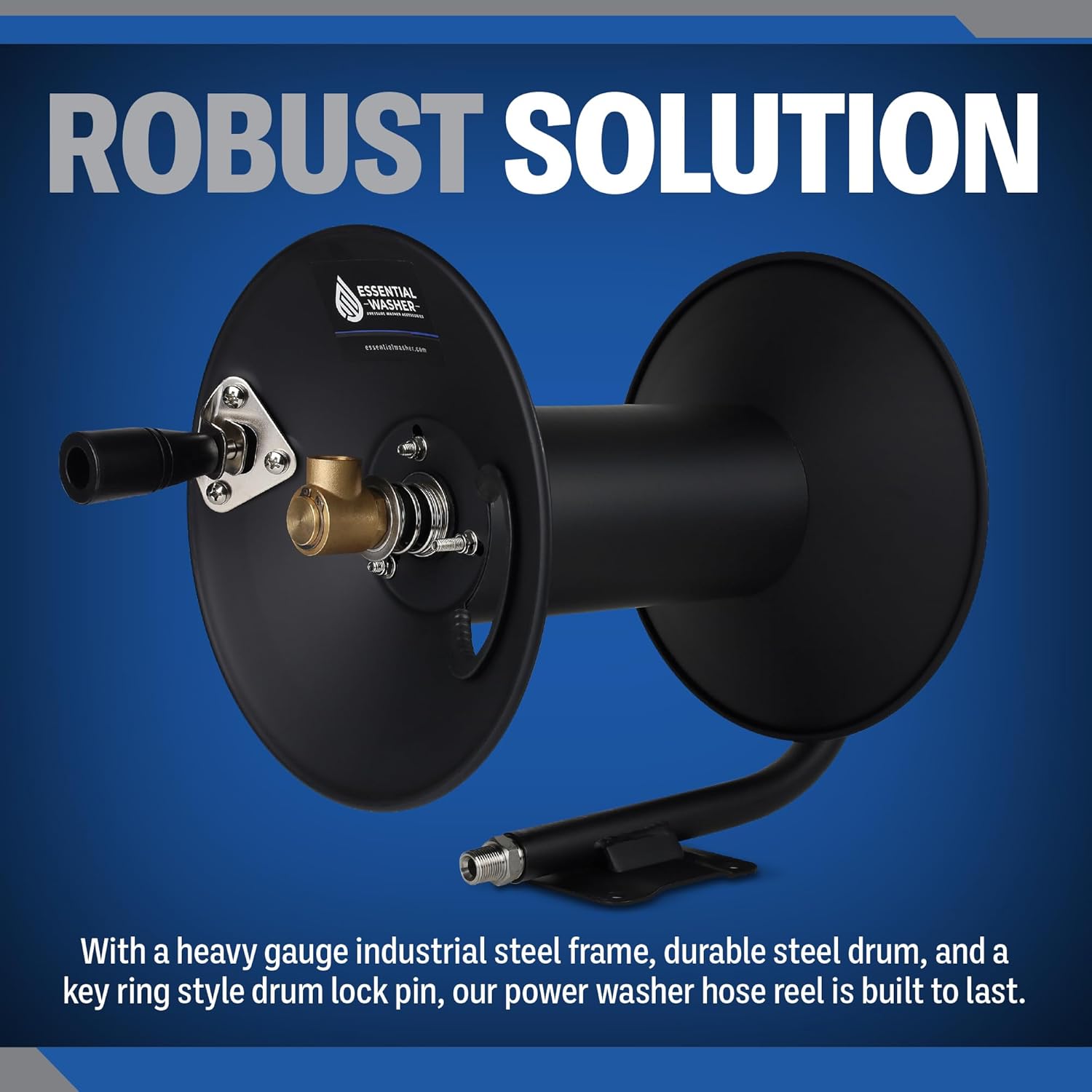 ESSENTIAL WASHER Pressure Washer Hose Reel 100 FT Kit | 4000 PSI Power Washer Hose Reel | Made For 3/8" Hose | 8 FT Whip Line | Comes With Additional Accessories | (Assembly Required)