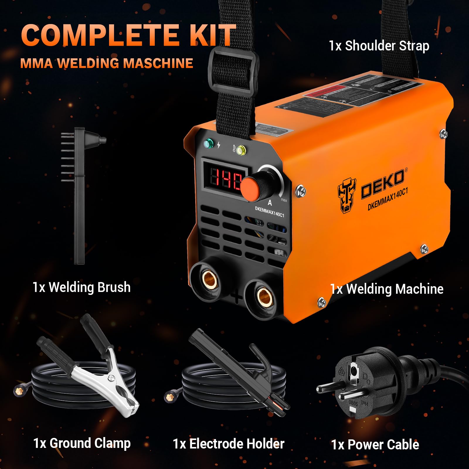 DEKO Saldatrice Inverter Elettrodo 220V 140A MMA ARC Welder Portatile