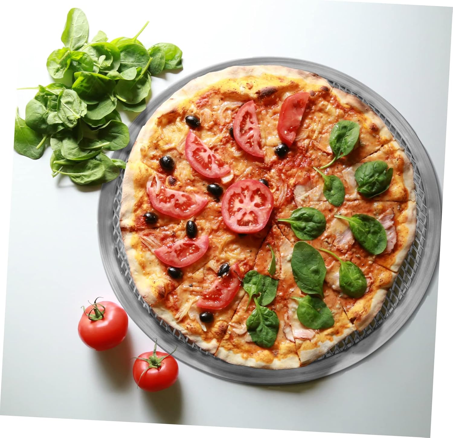 Aluminum Pizza Pan with Non Stick Baking Net Scratch Resistant Easy to Clean for Oven and Freezer Use