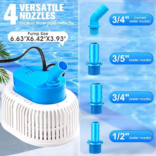 Miniatura 3 de Bomba de cubierta de piscina con luces, bomba de sumidero sobre el suelo sumergible 2025, bombas de sumidero para drenaje de piscina, bombas de