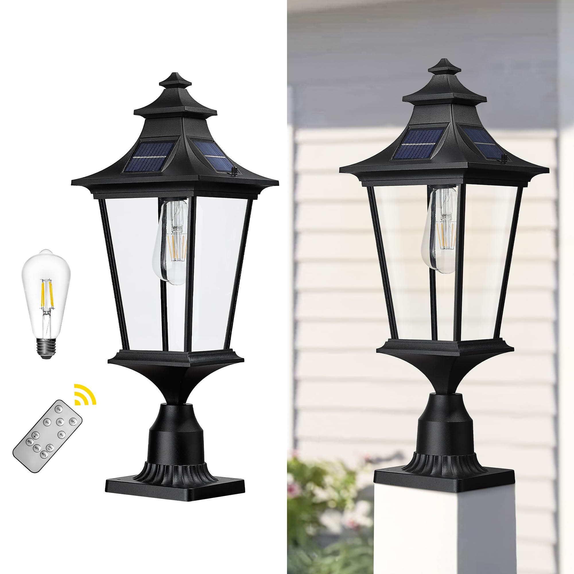 Photo 1 of ***USED - UNABLE TO TEST***
Emliviar 22 Inch Farmhouse Solar Lamp Post Light with Pier Mount, Large Outdoor Post Light for Outside Patio with Remote Control, Die-Cast Aluminum, Black Finish, 500181M-SL BK Black - 22 Inch