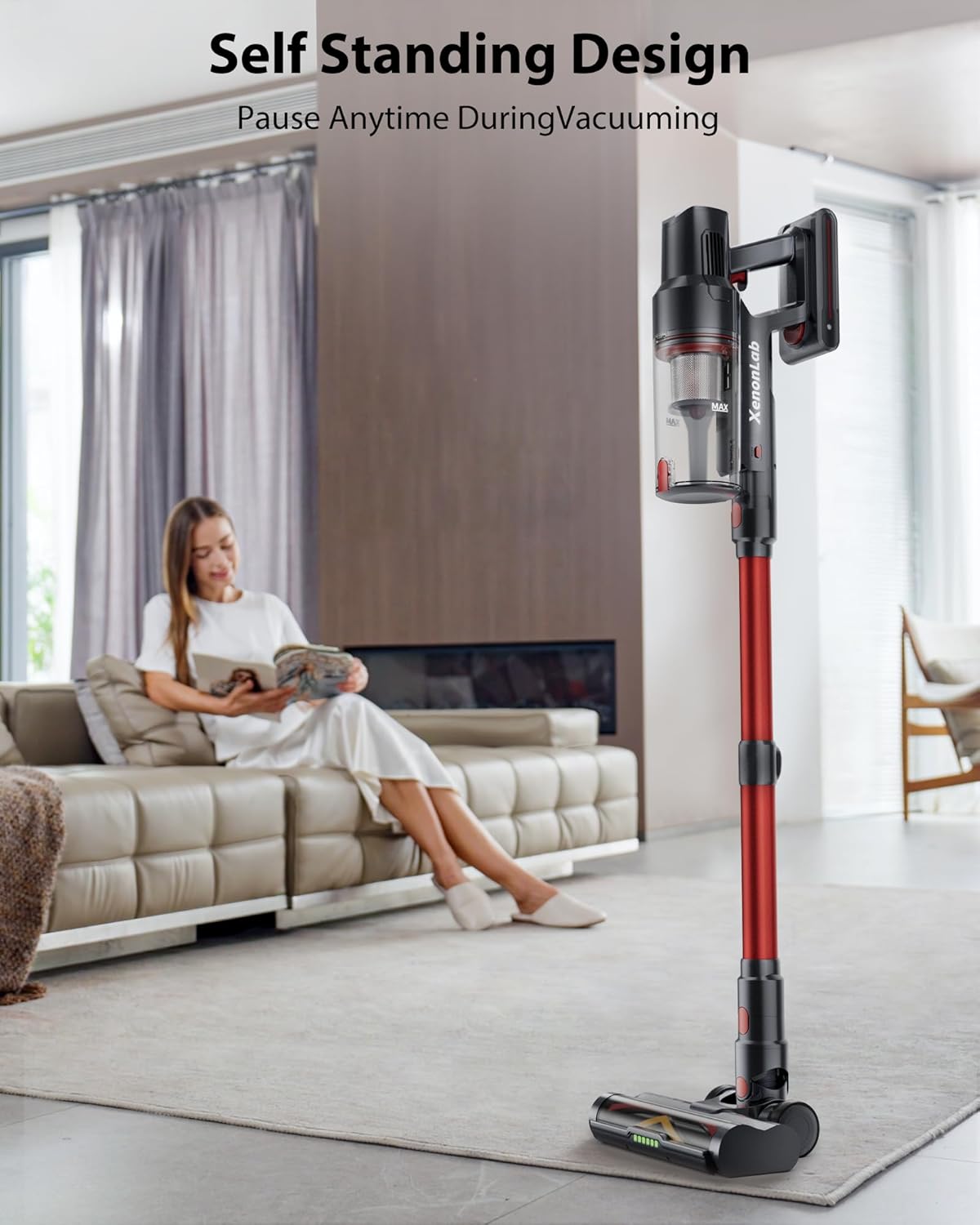 75Mins/55KPa/650W Self-Standing Stick Vacuum Cleaners for Home