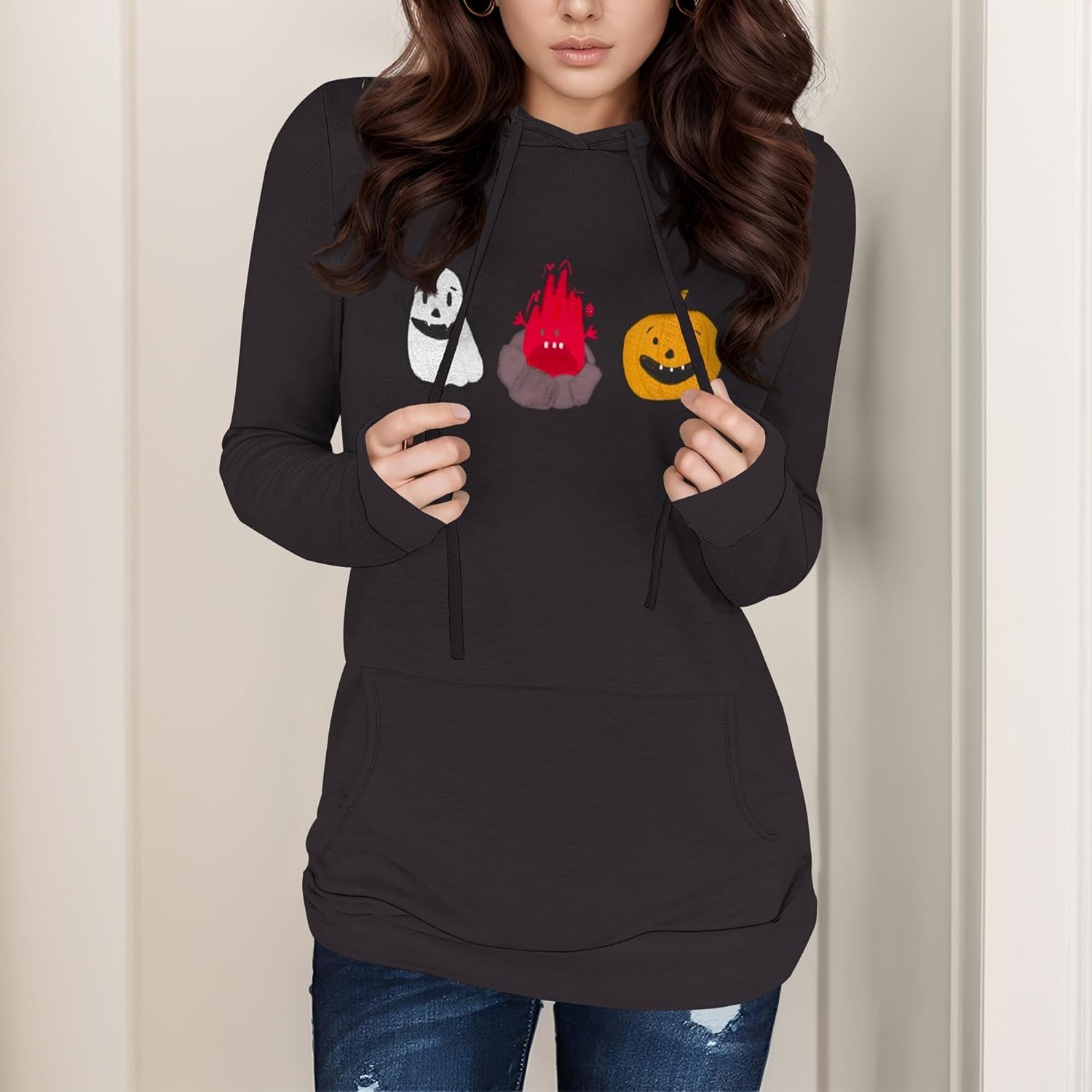 Halloween Sweatshirts For Women Long Sleeve Spooky Graphic Sweatshirts Pumpkin Pullover Halloween Party Club Wear - Image 2