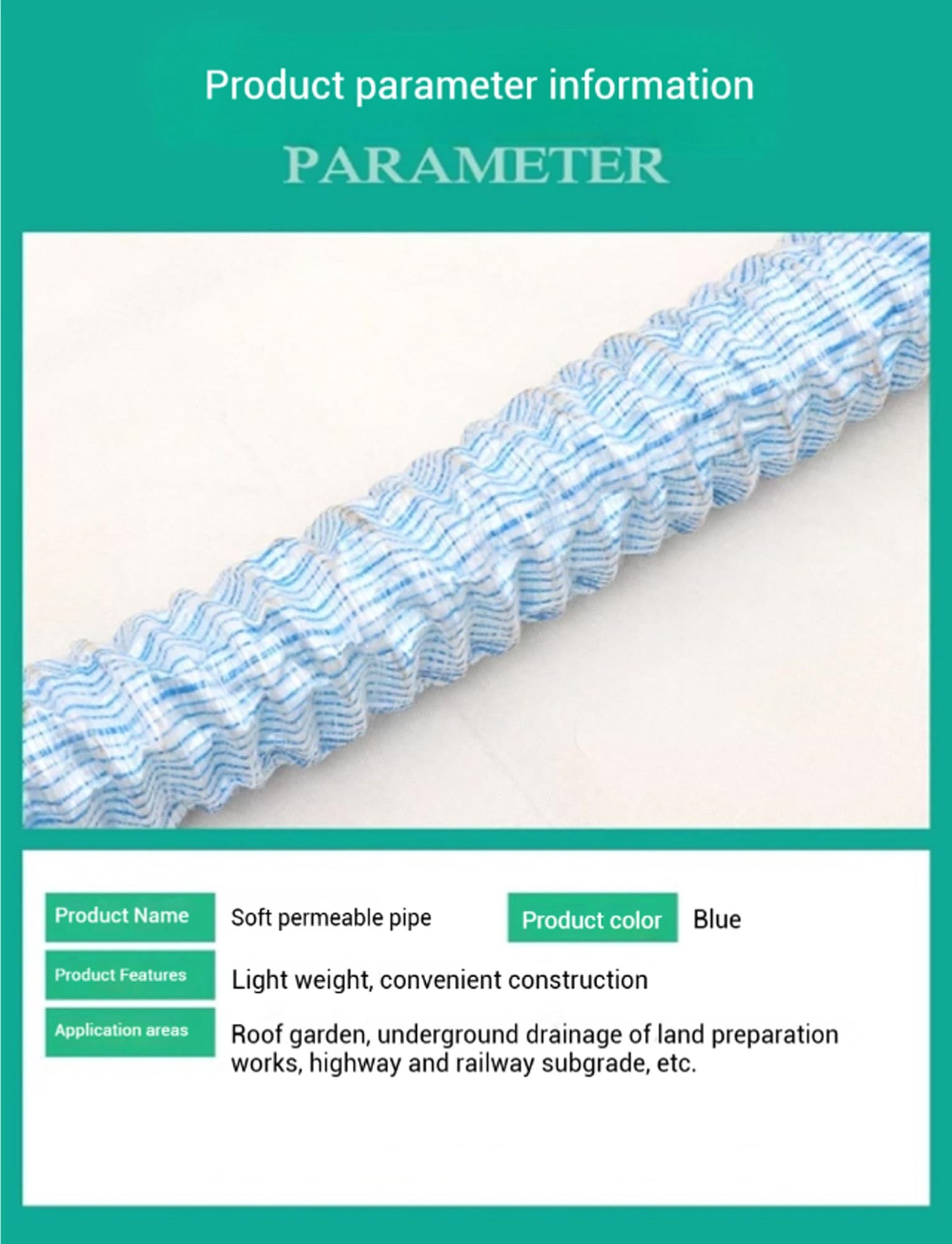 Generico Tubo di drenaggio Francese Perforato Ondulato da 2 Pollici, Tubo di drenaggio sotterraneo a infiltrazione Morbida for Paesaggio/Giardino/Patio (1 m)(14m/46ft)