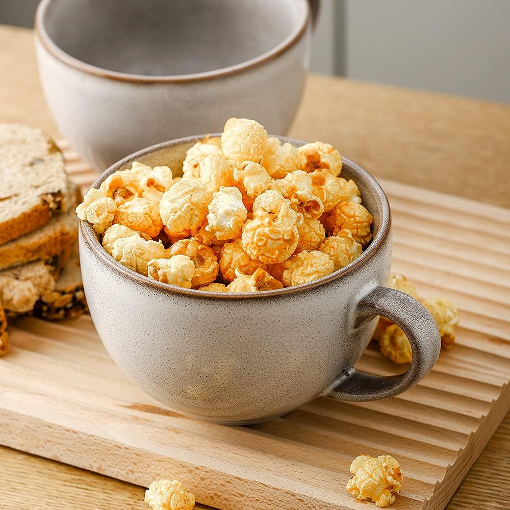 KOOV Ceramic Soup Mug with Handles, Large Coffee Mug, 24 Ounce Big Mug Microwave Safe, Coffee Mugs Set of 4, Reactive Glaze (Variable Grey) - Image 5