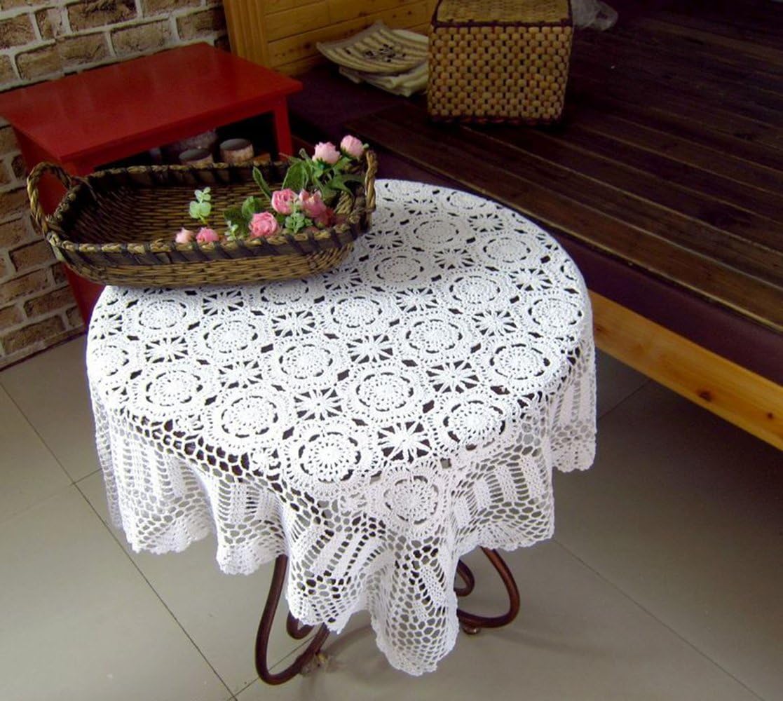 Laivigo New Handmade Crochet Lace Square Table Cloth Doilies Doily,39 Inch,White