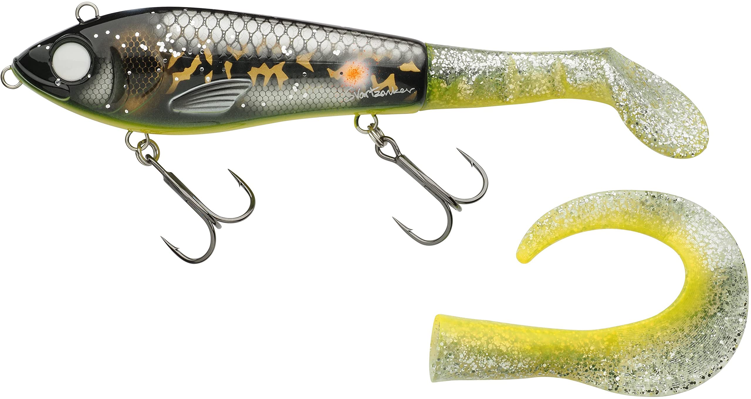 Abu Garcia Svartzonker McHybrid Hybrid Fishing Lure – Soft and Hard Hybrid Design for Freshwater and Saltwater Pike, Perch, and Trout Fishing, Eco-Friendly Materials, Ghost Walleye 16.5 cm