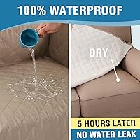 Vista 4 de H.VERSAILTEX Funda para sofá, 100% impermeable, protector de muebles, funda de sofá lavable con respaldo antideslizante y correas elásticas