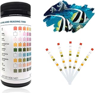 9 in 1 Aquarium Test Strips, Best Kit for Water Quality Testing for Freshwater Saltwater Pool and Pond - Test pH, Nitrate, Nitrite, Carbonate, Hardness, Chlorine, Alkalinity, Iron, Copper
