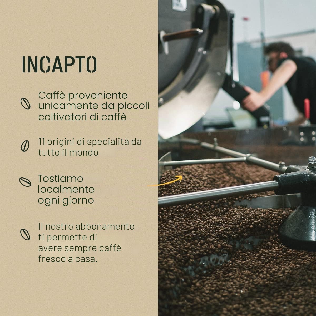 Incapto Caffè in Grani Naturale - Caffè di Specialità | Caffè Burundi Grani | Caffè in Grani Arabica 100% | +80 punti SCA | Tostatura Naturale e Artigianale | Caffè Grani Naturale | Pacco da 1000 gr