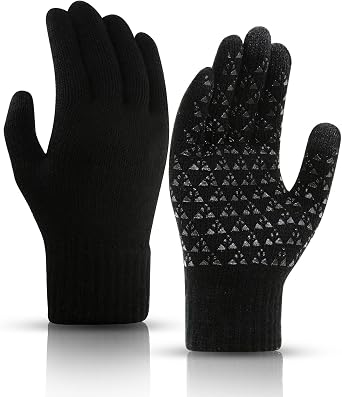 SSKHE Winter Warm Gloves, Touchscreen Knitted Gloves, Anti Slip Thermal Windproof Cycling Running Hiking Sports Gloves for Men Women