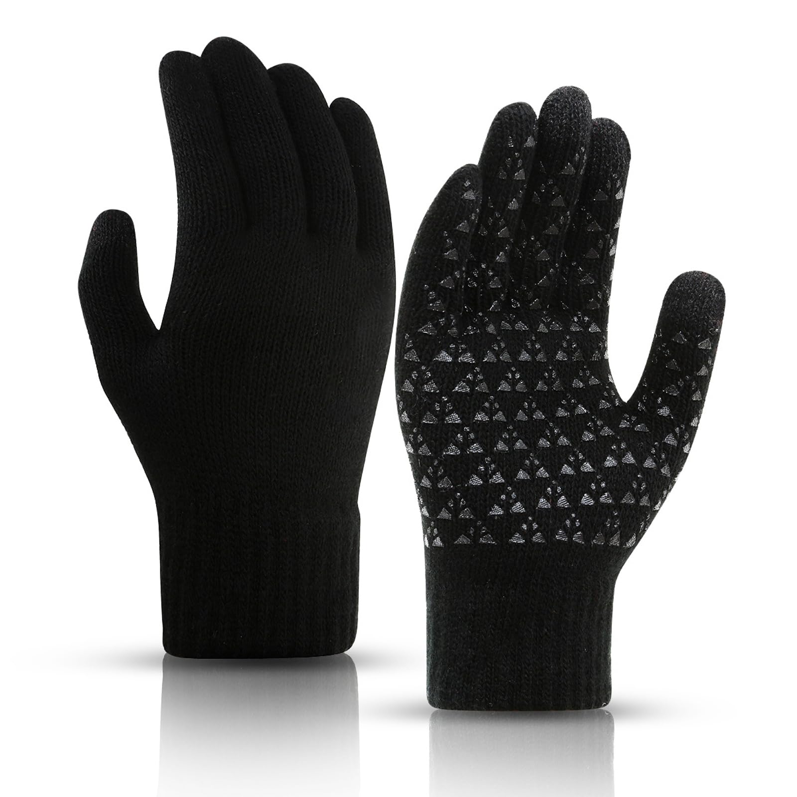 SSKHEWinter Warm Gloves, Touchscreen Knitted Gloves, Anti Slip Thermal Windproof Cycling Running Hiking Sports Gloves for Men Women