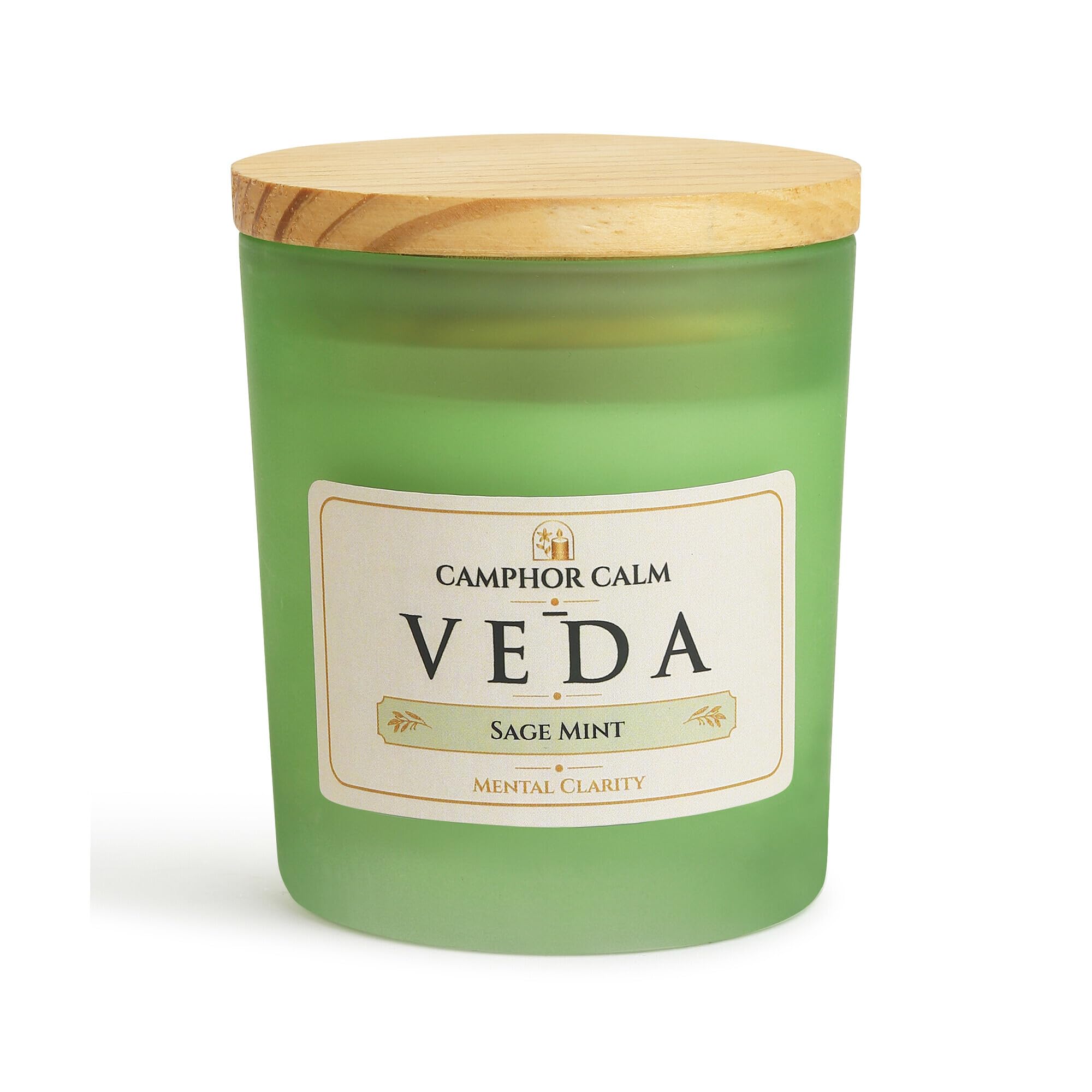 Veda | Camphor Infused Soy Wax Scented Candle | Sage & Mint Fragrance | Refreshing Home Fragrance Candle-image-45