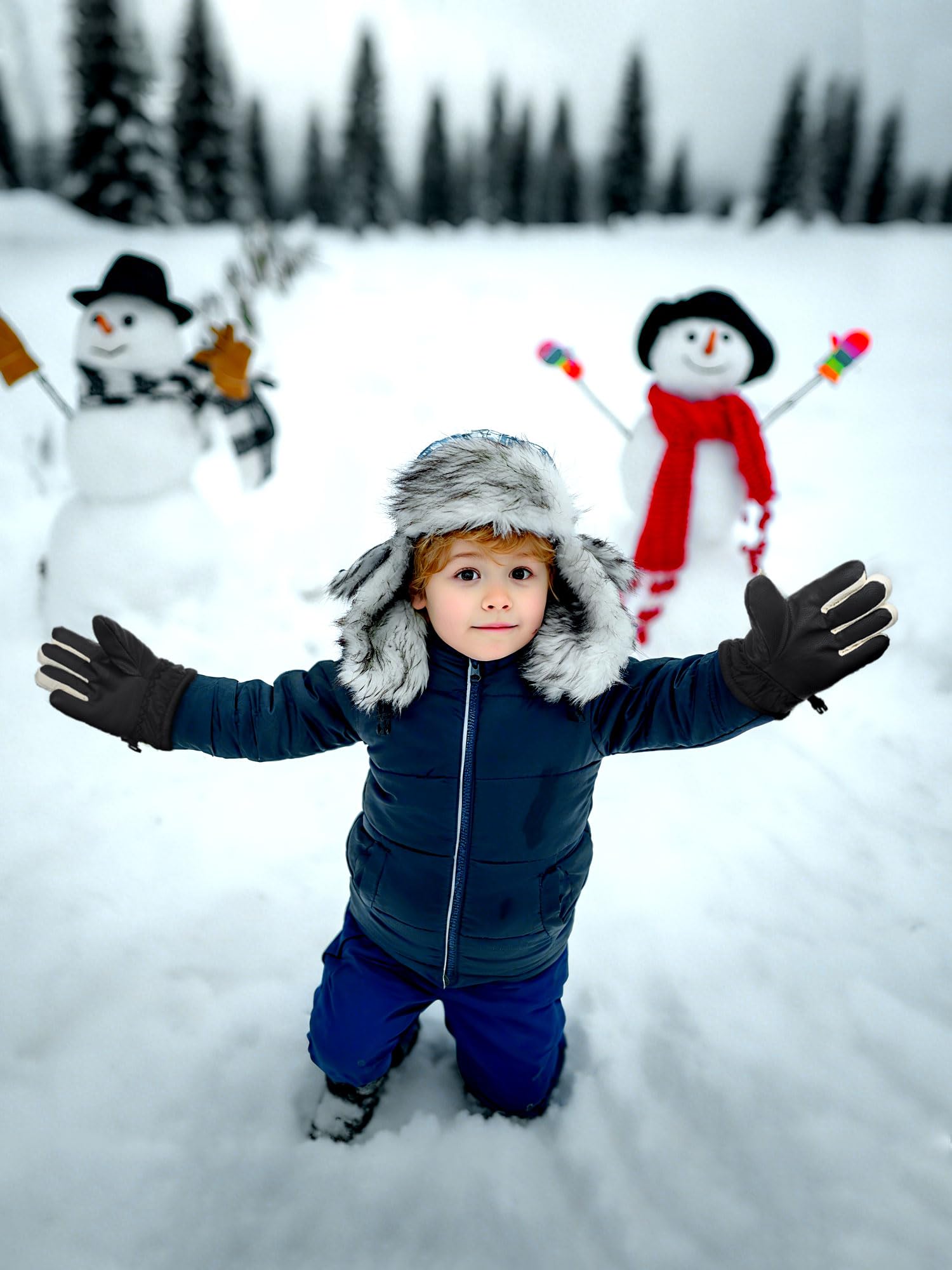 Bencailor 6 Paar Winterhandschuhe für Kinder, wasserdicht, Jungen, Schnee, Ski-Handschuhe, Mädchen, warm, winddicht, Fäustlinge für Kinder im Freien (grün, pfirsichrosa, beige, hellrosa, hellviolett
