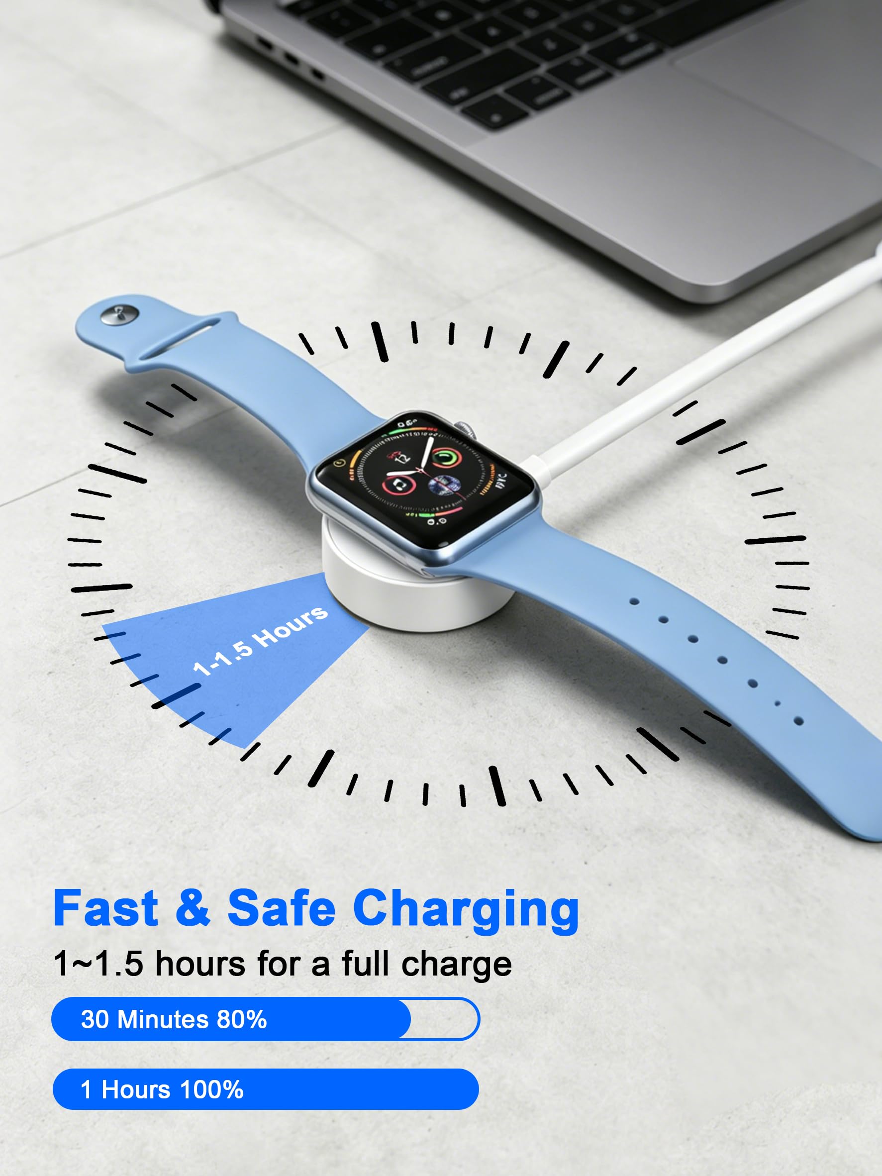 Cargador de Apple Watch de Carga rápida, Cable de Carga magnético USB C de