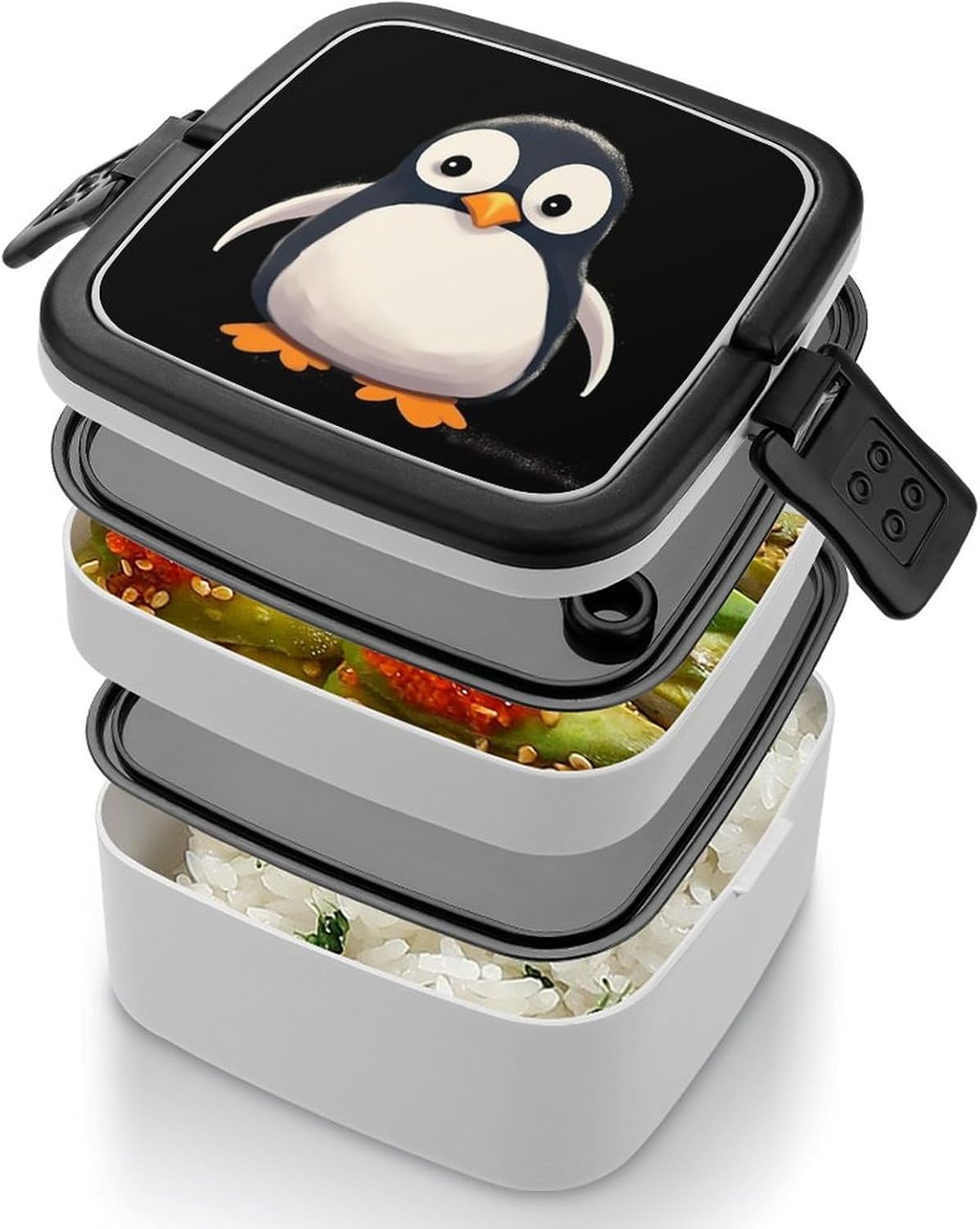 Adults Lunch Box Adult Bento Box Stackable Bento Box BPA-Free Cute Penguin Lunch Box Food Container Ideal for Meal Prep, Work, And On The Go