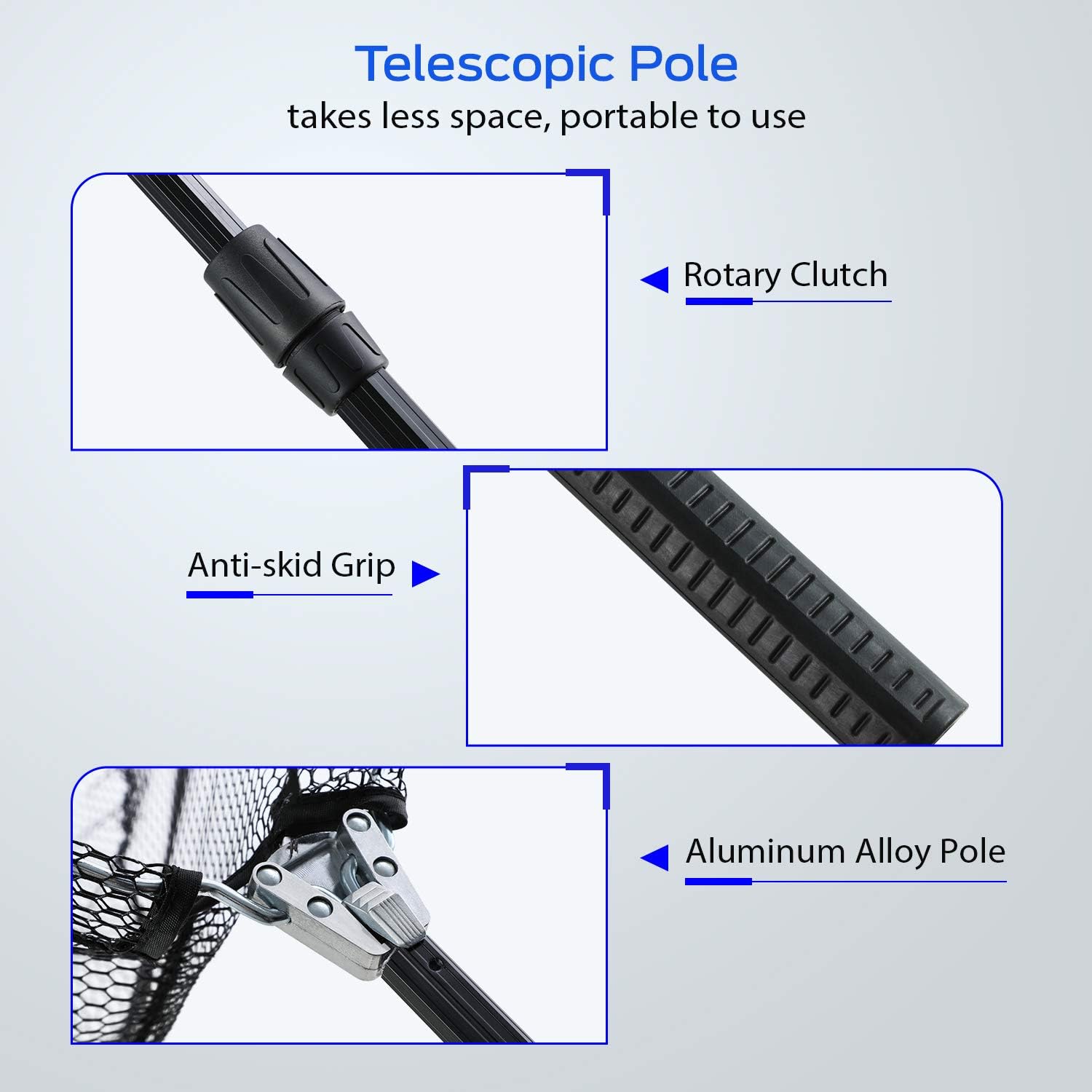 Dr.meter Fishing Net, Foldable Fish Landing Net for Freshwater or Saltwater with Telescopic Pole Handle and Robust Nylon Mesh, for Kids and Adults Safe Fish Catching and Releasing, Extend to 40 inch : Sports & Outdoors