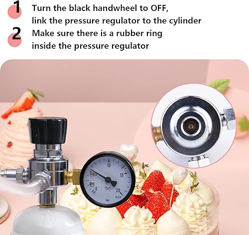 Miniatura 6 de Regulador de presión N2O de calibre único para cargador y dispensador de crema (regulador N2O de latón)