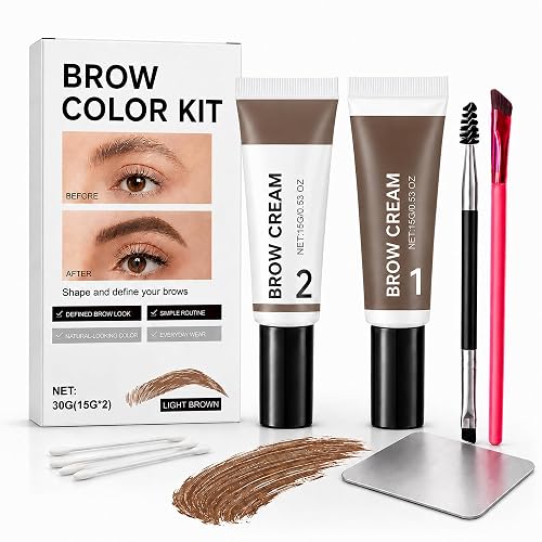 Brow Color Kit with Two-Part Mixing and Application Tools (Light