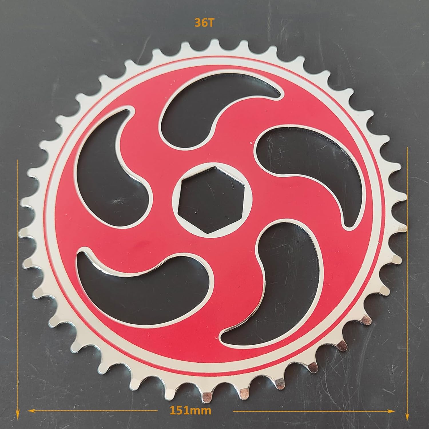 2''Cup Wide Pedal Crank Kit One-Piece Crank for 2 Stroke 4 Stroke Motor Gas Motorized Bike (Red, 36T)