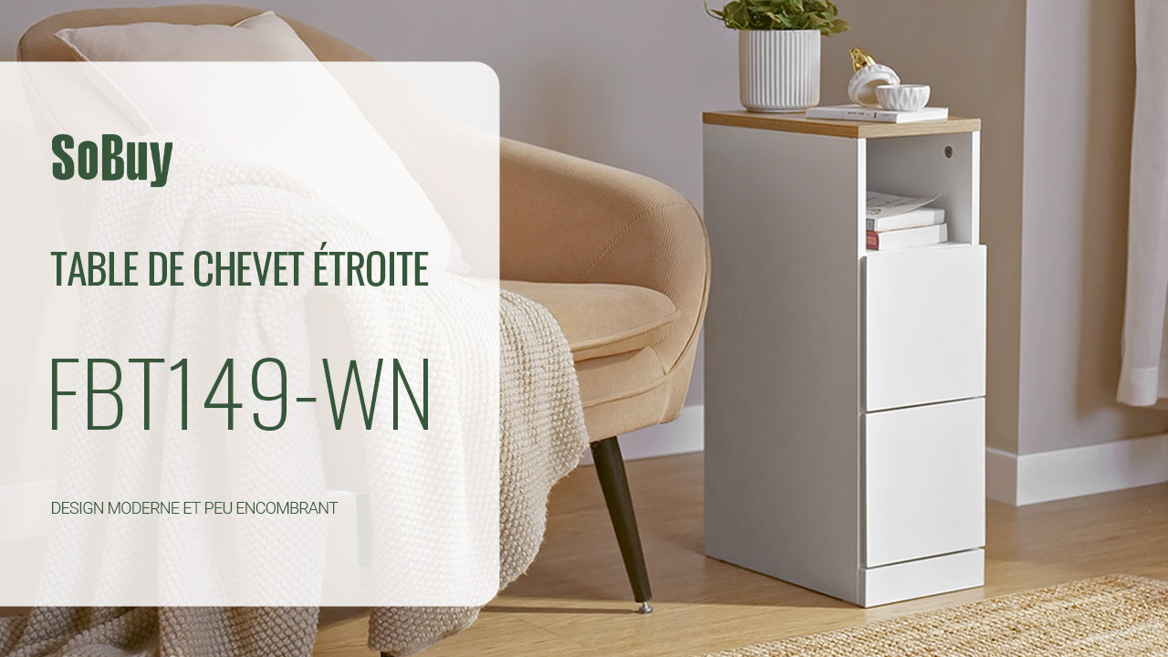AQIMUELE Table de Chevet Étroite, Table de Nuit eois avec 2 Tiroirs