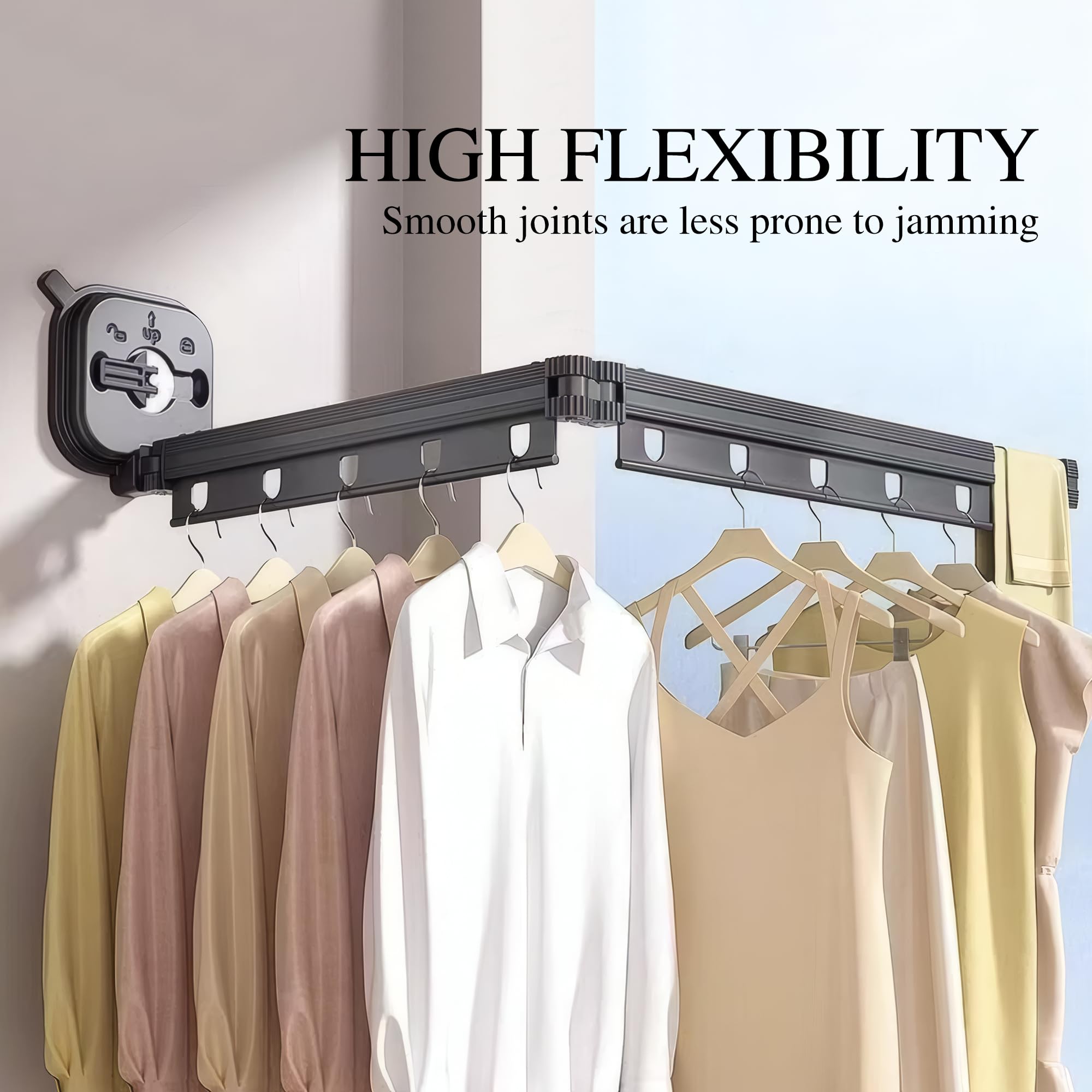 RFOUO Wall Mounted Clothes Airer Indoor,NO Drill Foldable Clothes Drying Rack with Suction Up,Space-Saving Clothes Rail for Laundry Balcony Bathroom Organizer,10kg Load(2-Fold suction cup,Grey) - Image 4
