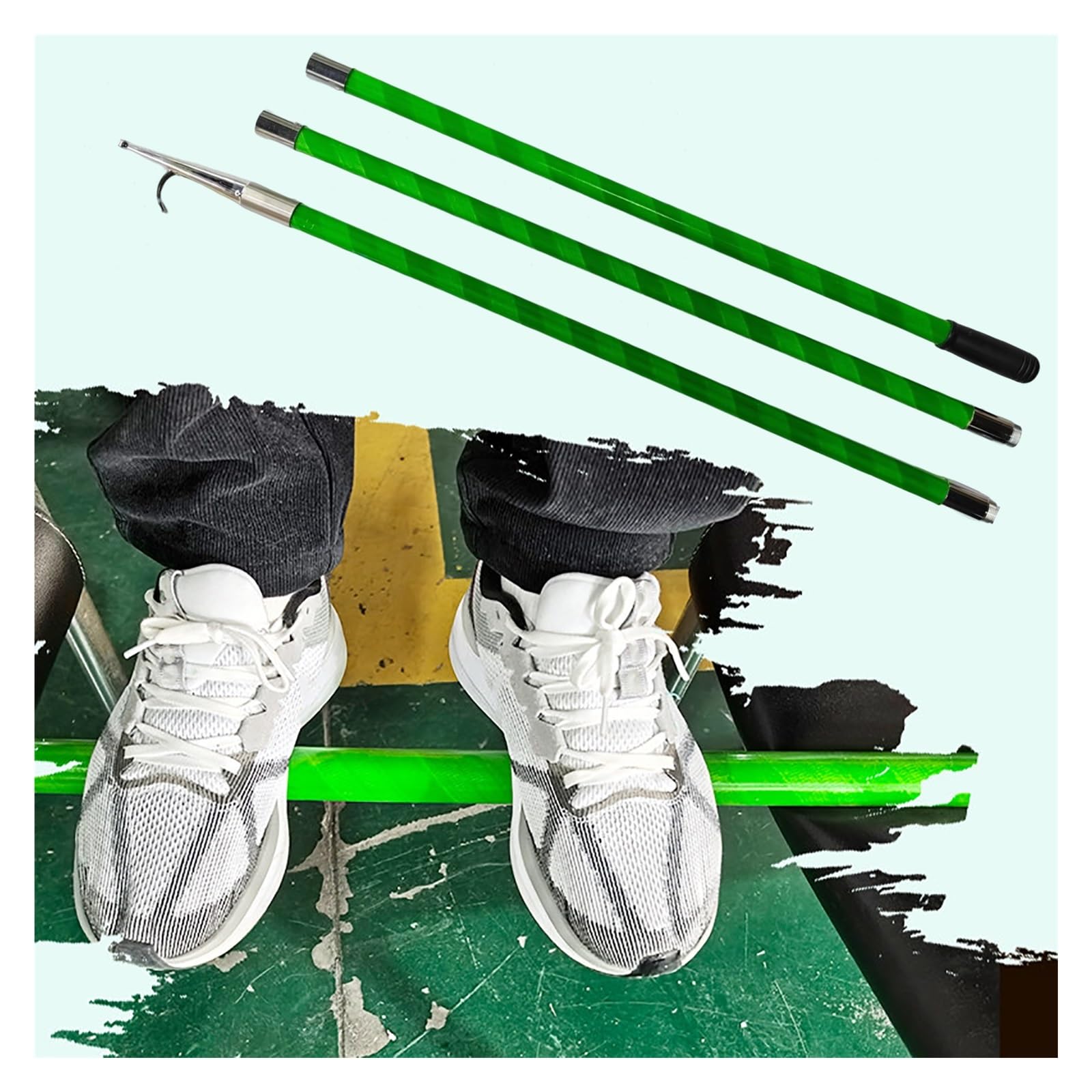 DJPHOFS Heavy Duty Fiberglass Pole with Hook On End, Dock Sticks with Hook for Mooring Retrieving Reaching, Lightweight Floating Dock Stick for Boats(9.8'/300cm)