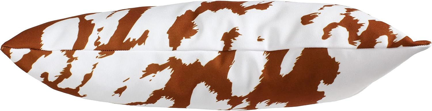 College Covers Animal Print Pillows Decorative Pillow, 16" X 6", Cow Tan/White