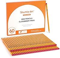 Vista 1 de Shuttle Art 60 Pack Pencils, #2 HB, Pre-sharpened Pencils with Top Erasers, Premium Woodcased Yellow Pencil Bulk for Classroom & School Supplies
