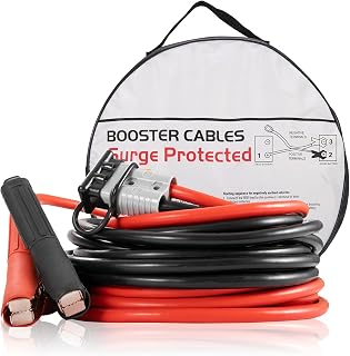 FieryRed Booster Jumper Cables - Heavy Duty 1 Gauge 1500 AMP 30 FT Battery Jump Start Cables with Quick Connect Plugs Travel Bag for Truck SUV Car