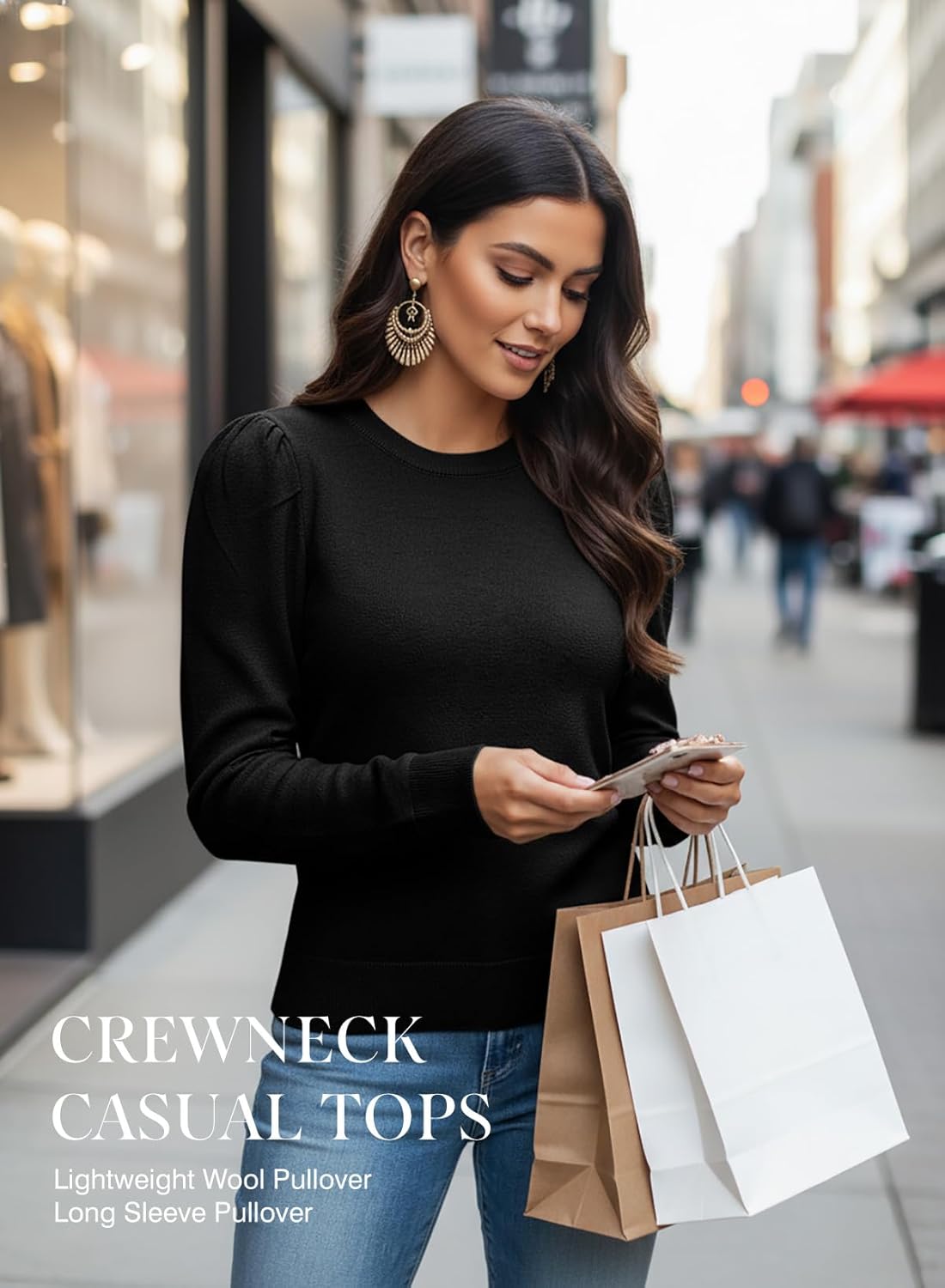 Dokotoo Women's Sweaters 2025 Long Sleeve Crewneck Casual Tops Lightweight Wool Pullover Jumper Shirts - Image 2