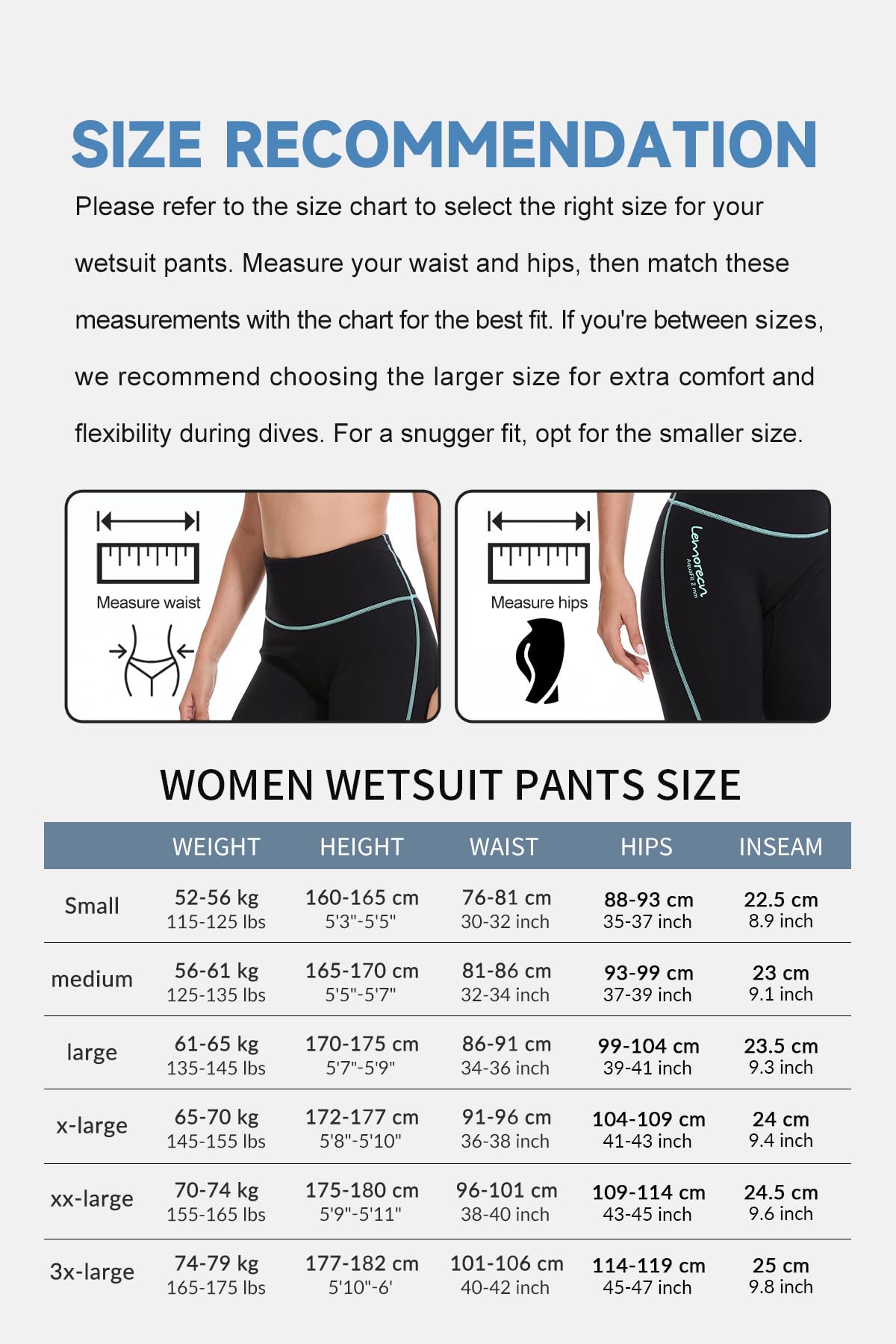 Lemorecn Pantaloncini da donna in neoprene super elasticizzato, 2 mm, per immersioni, surf, nuoto, snorkeling, immersioni, kayak, sport acquatici
