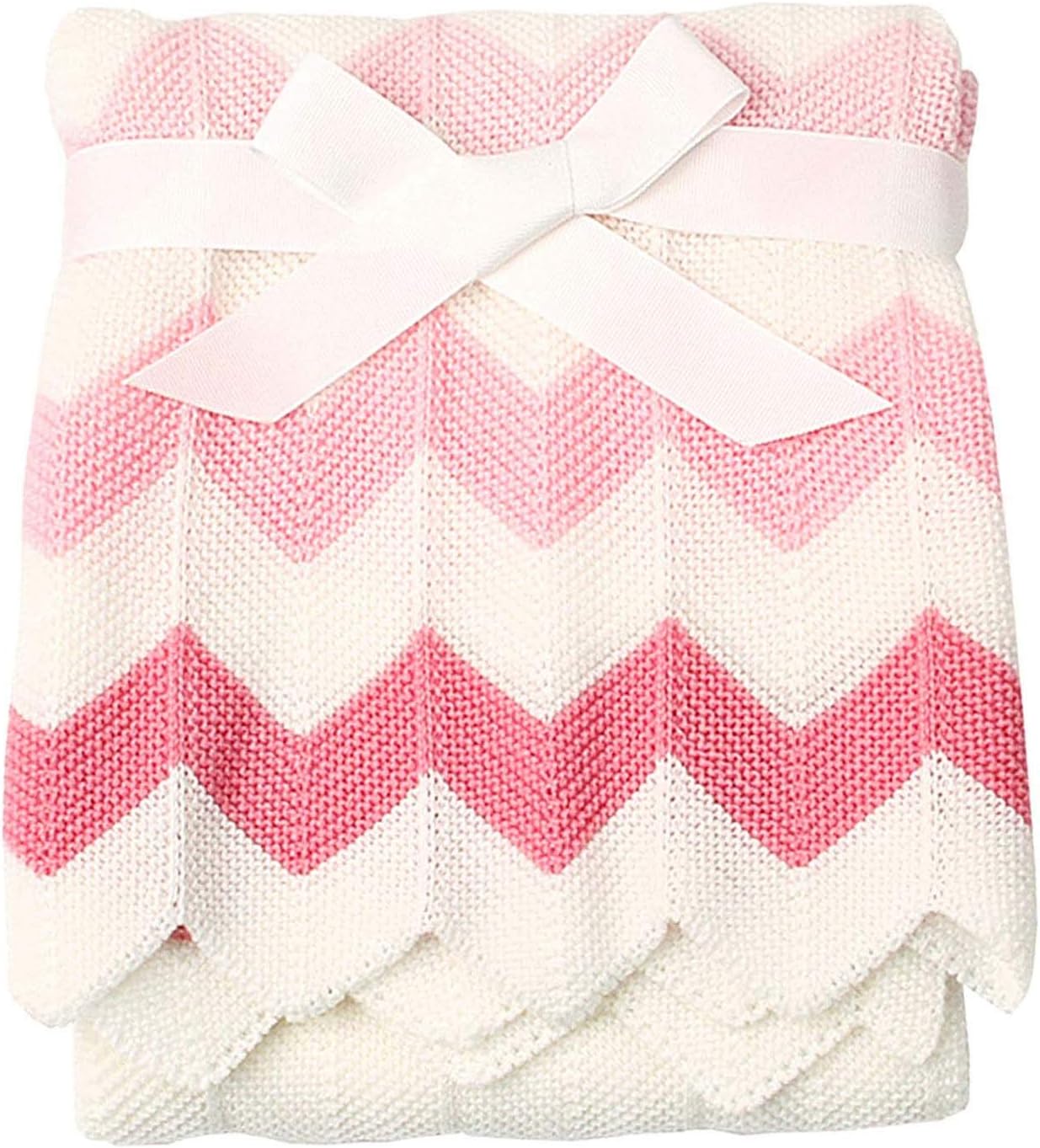 Baby Blankets Cellular Knitted Chevron Pattern Nursery Bedding Throws Super Soft Breathable Receiving Swaddle Blanket for Girls Boys,Pink
