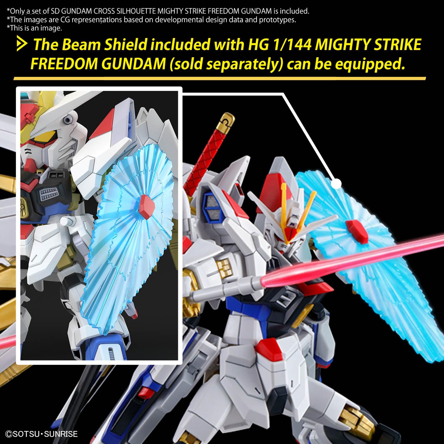 SD Gundam Cross Silhouette SDCS Mobile Suit Gundam SEED FREEDOM Mighty Strike Freedom Gundam Modèle en plastique à code couleur, Rouge, blanc