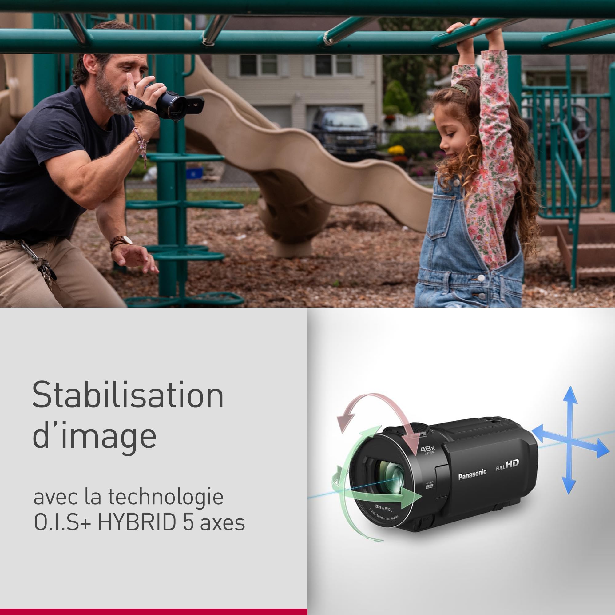 Panasonic V900 Caméscope Full HD 50p Zoom Optique 24x Grand Angle 25mm Noir Version Française