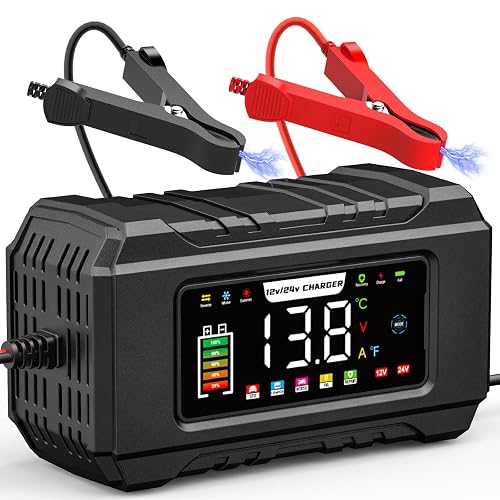 15A Car Battery Charger, 12V/24V Smart Fully Automatic Battery Charger//Maintainer