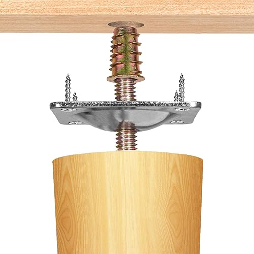 Miniatura 5 de Placas de montaje de pata de mueble Anwenk, placas de fijación de patas de muebles de fuerza industrial T-Plate 516" (M8) patas de sofá con pernos